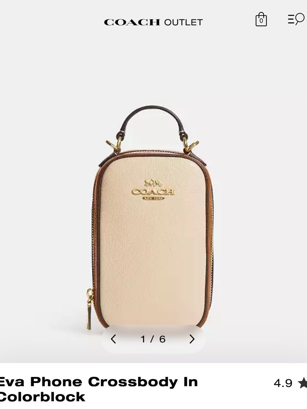 Coach Colorblock Eva Phone Crossbody in Cream and Brown